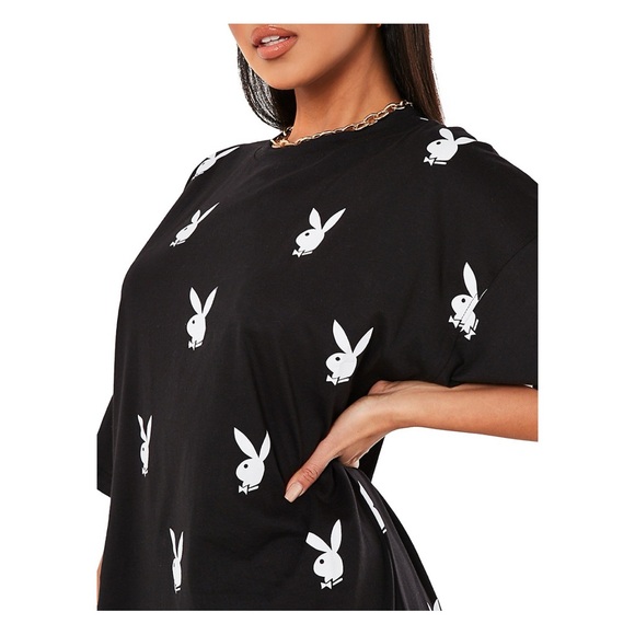 ★ Playboy Misguided Unisex Oversized Collab Graphic T-shirt - Black/White ★ - Picture 6 of 17